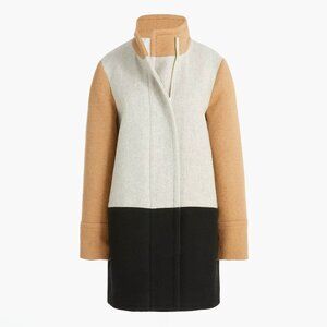 NWOT J.Crew Factory - Colorblock city coat - Heather/Acorn/Black - Size 0